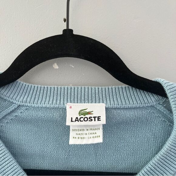 Lacoste Sky Blue V-Neck Sweater - Picture 4 of 8